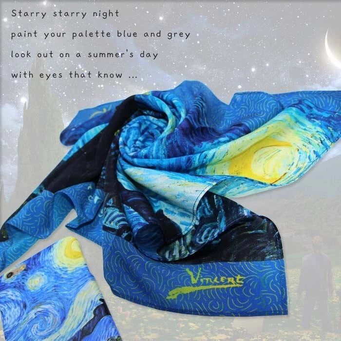 Van Gogh Starry Night Scarf Oil Painting fashion wraps scarves silk accessories